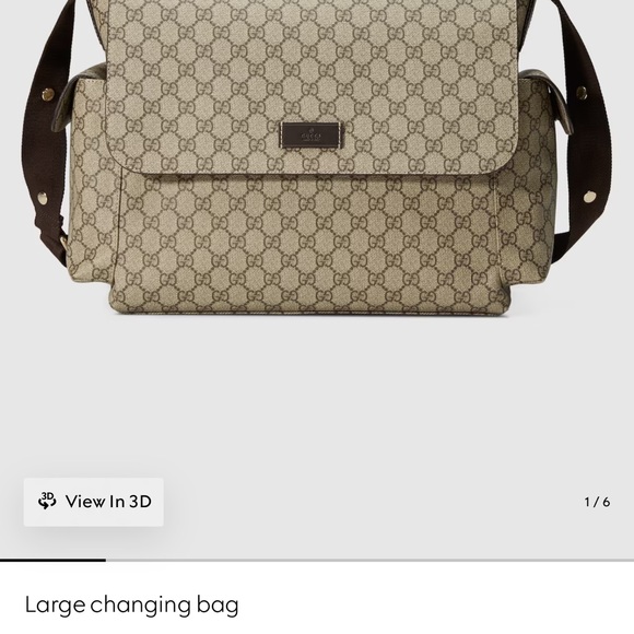 Gucci Monogram Tan and Brown Messenger Bag
